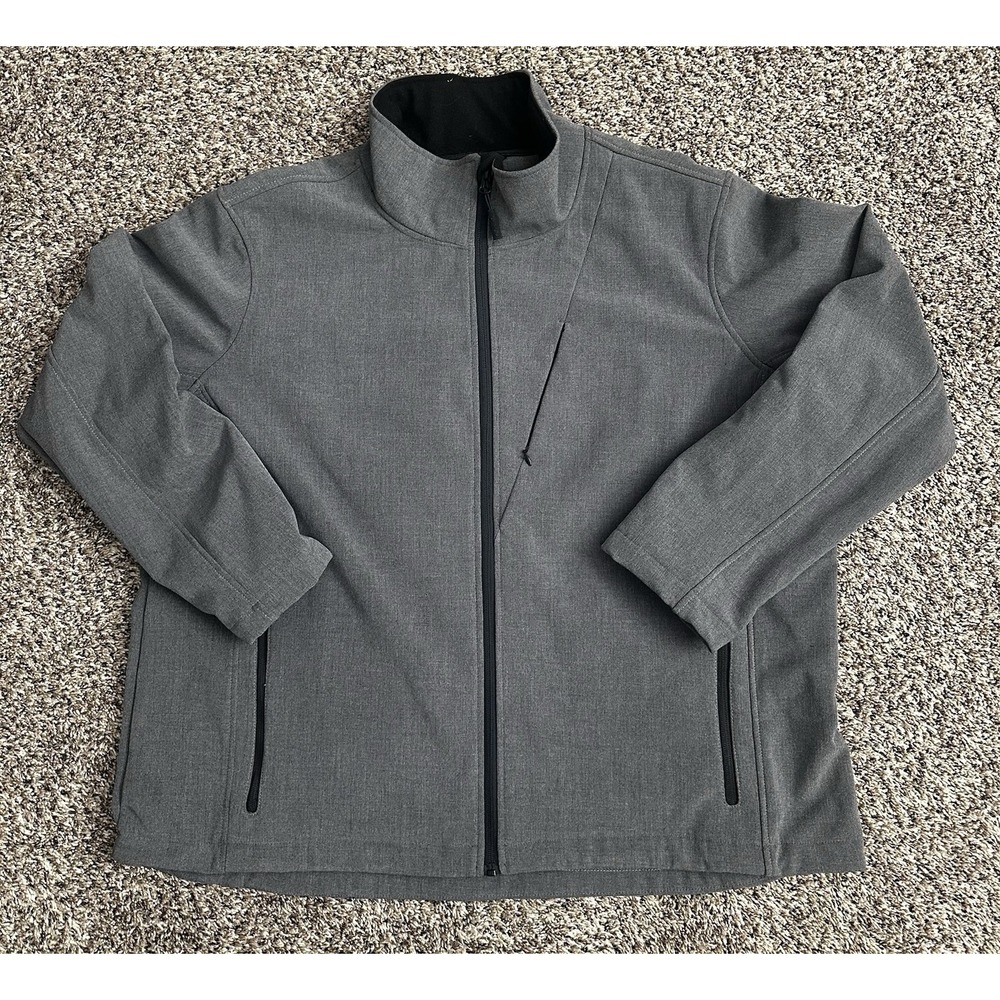 Pulse Men's Ski Jacket Coat‎ Sz L Silver/Grey Soft Shell Full Zip Stretch